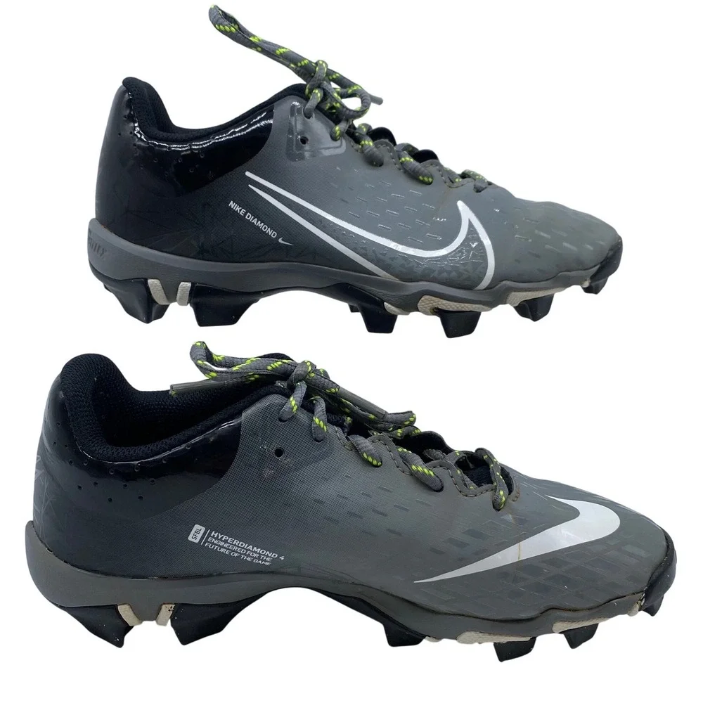 Nike Hyperdiamond 4 Keystone Kids 5Y Grey Black Baseball Softball Cleats CZ5919